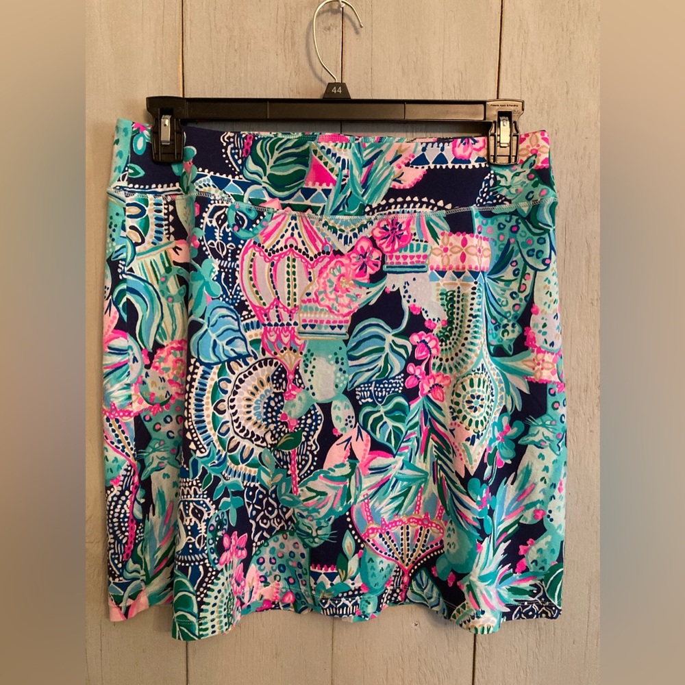 Lilly Pulitzer Navy, Teal & Pink Tropical Print Mini Skirt - Picture 7 of 9